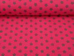 Reststück Baumwolljersey Sterne Pink/Grau 80 x 150 cm